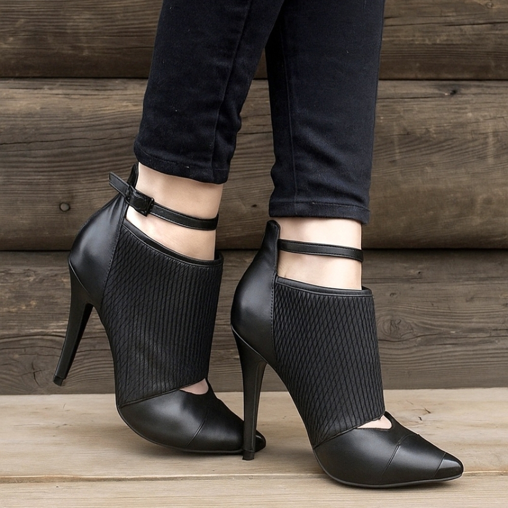 ABS Allen Schwartz NEW!! Modern Edgy Leather Heeled Bootie 8M